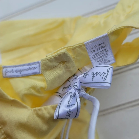 First Impressions 3-6 Months Baby Girl Yellow Dress Top Set Outfit Spring Summer - Picture 2 of 6